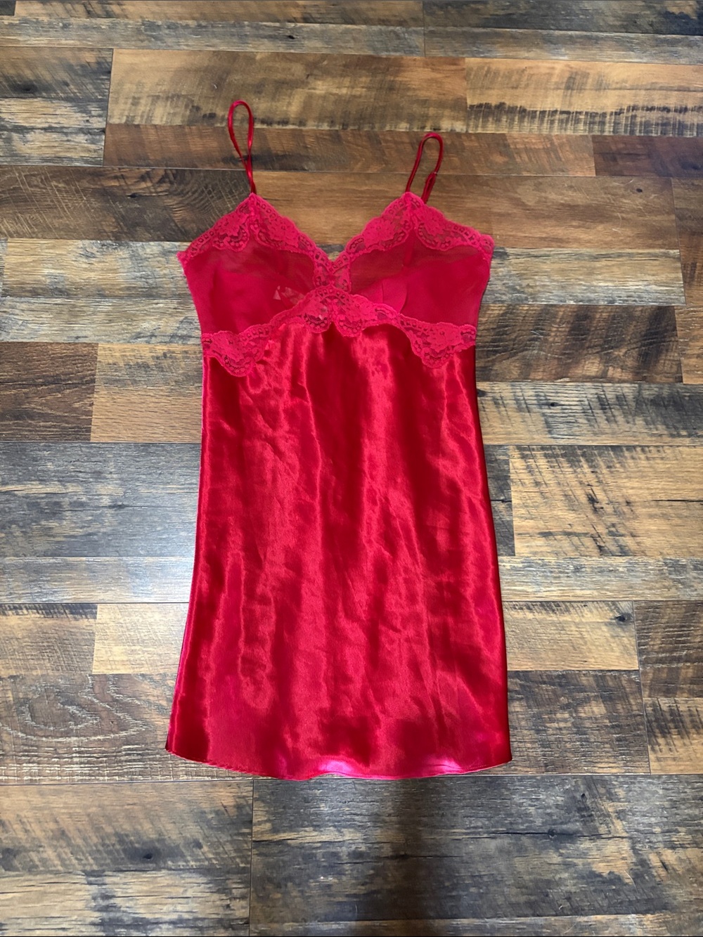 Victoria’s Secret Gold Label Red‎ Satin Lace Slip Dress